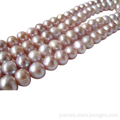 Loose freshwater button shaped pearl strand, white and pink colors pearls are available